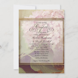 Paare Dusche Vintag Blush Pink Hydrangea Bläschen Einladung