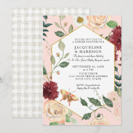 Paare Dusche Wasserfarbe Rosa Korallen Kunst Einladung