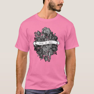 Paare Erste Einmalige Schwarze Rose Hochzeit T-Shirt