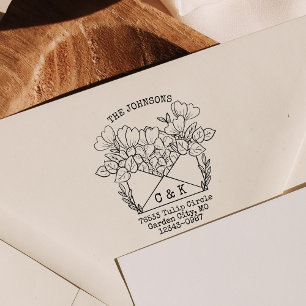 Paare Erste Rücksendeadresse Blume Permastempel