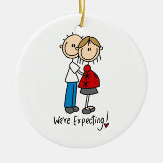Paare erwarten wir T - Shirts und Geschenke Keramik Ornament