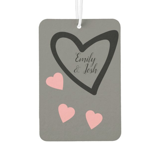 Paare Foto Hört Pink Gray Air Freshener Autolufterfrischer (Rückseite)