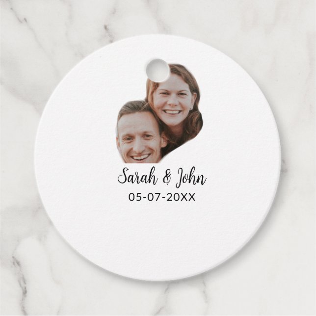 Paare Gesicht Foto hinzufügen Name Datum einfache  Geschenkanhänger (Vorderseite)