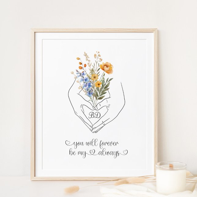 Paare Holding Hand Herz Form Blumengestalt Art Poster (Von Creator hochgeladen)