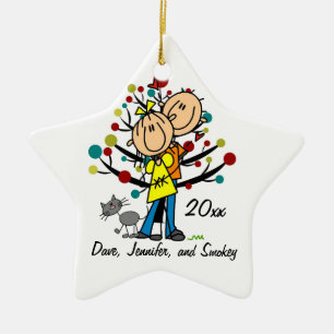 Paare in der Liebe-und Katzen-personalisierten Keramik Ornament