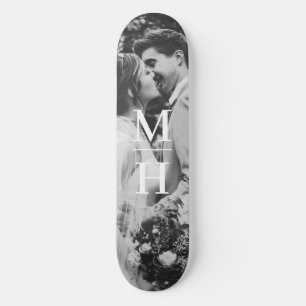 Paare Initial Retro Foto Monogram Skateboard