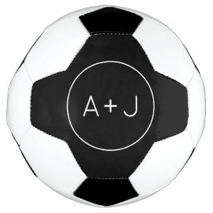 Paare Initialen Modernes Circle Monogramm   B & W Fußball