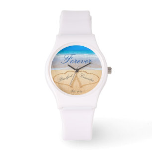 Paare ke Personalisiert Forever Herzen in Sand Armbanduhr