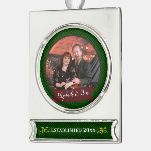 Paare Keepake Banner-Ornament Silber (Links)