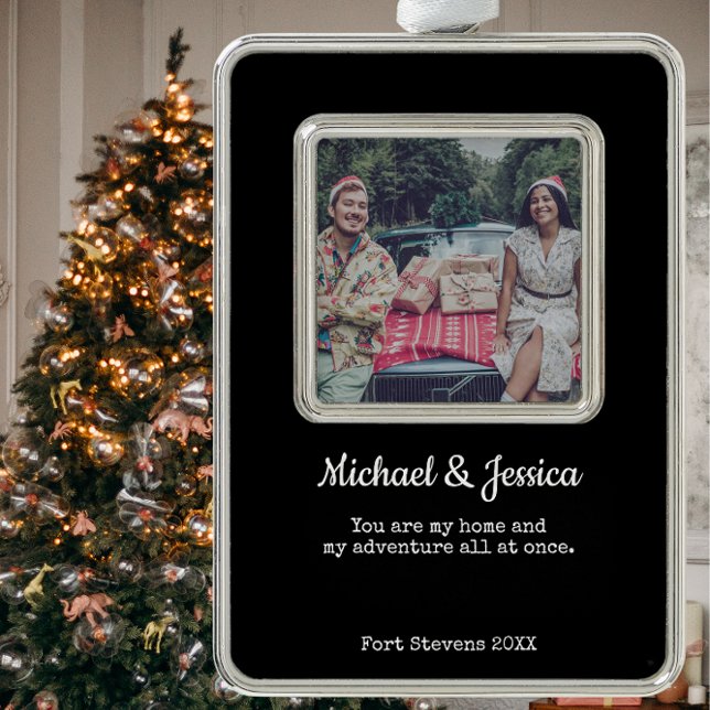 Paare: Kundenspezifisches Foto beibehalten Rahmen-Ornament Silber (Couple Custom Photo Holiday Christmas Tree Ornament)