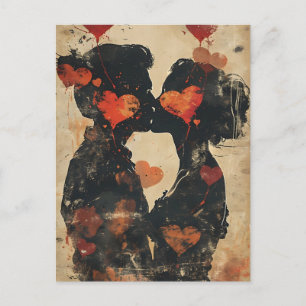 Paare küssen Valentinstag Postkarte