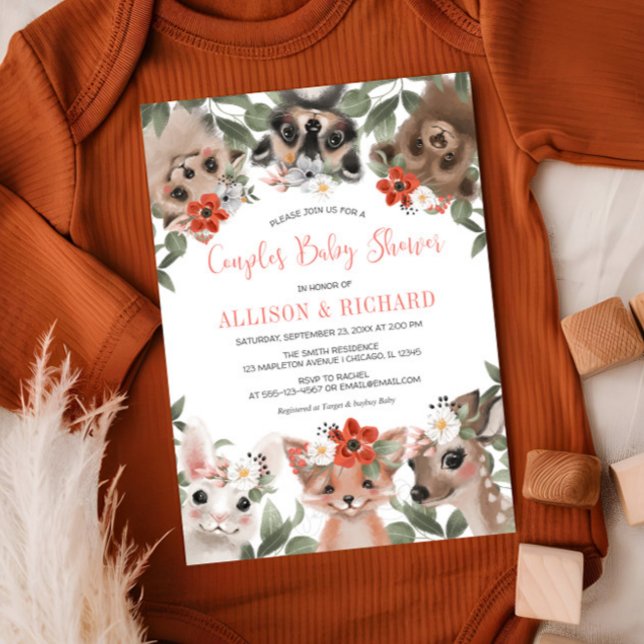 Paare Mädchen Dusche Waldtiere Einladung (Von Creator hochgeladen)