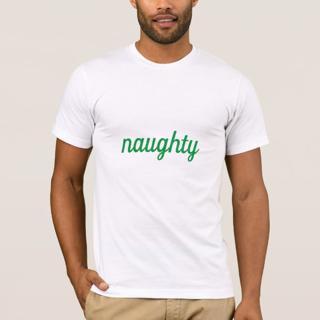Paare Matching Funny Christmas Nice & Naughty T-Shirt (Vorderseite)