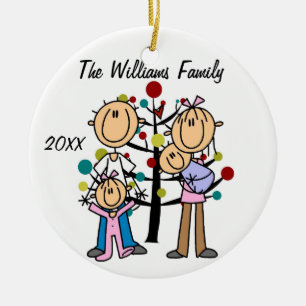 Paare mit Mädchen, Baby-kundenspezifische Keramikornament