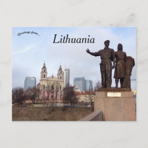 Paare mit weißem Sculputre Vilnius Litauen Postkarte