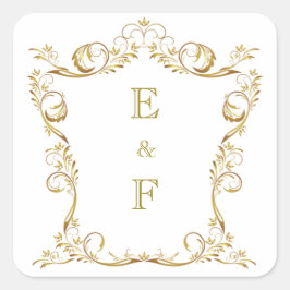 Paare Monogram Gold Wedding Sticker