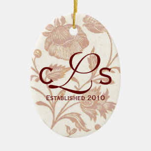 Paare Monogramm Ornament: Rot Keramik Ornament