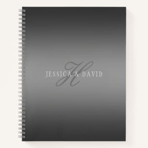 Paare Name & Name Monogram Gradient Gray Notizbuch