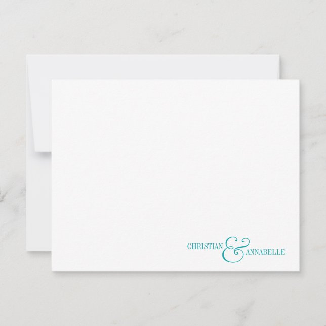 Paare Personalisiert Stationery Aquamarin Green Sc Mitteilungskarte (Vorderseite)
