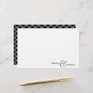 Paare Personalisiert Stationery Black Scallop Briefpapier