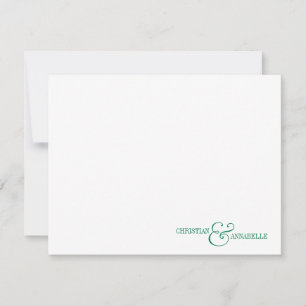 Paare Personalisiert Stationery Green Scallop Mitteilungskarte