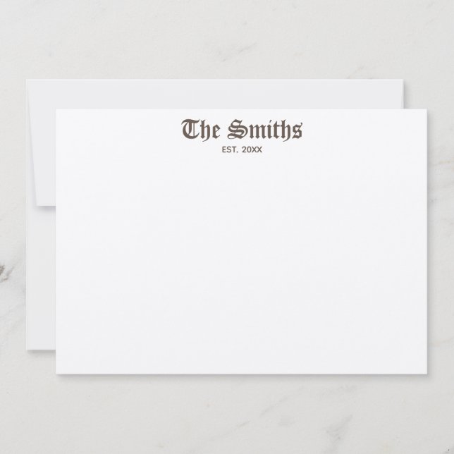 Paare Personalisierte braune klassische Kalligraph Mitteilungskarte (Vorderseite)