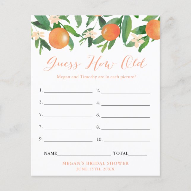 Paare Polterabend schätzen wie alt Spiel Flyer (Vorne)