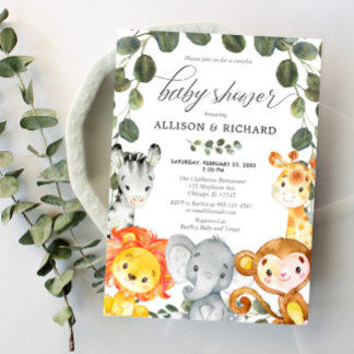 Paare Safari Baby Dusche geschlechtsneutral Einladung