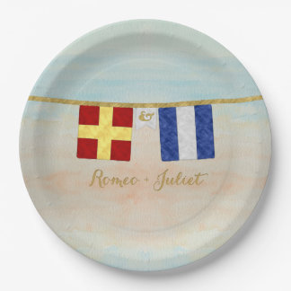 Paare Seesignalflaggen Monogramm Pappteller