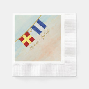 Paare Seesignalflaggen Monogramm Serviette