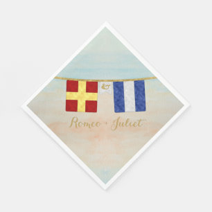 Paare Seesignalflaggen Monogramm Serviette