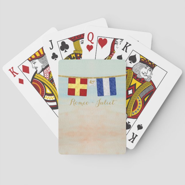 Paare Seesignalflaggen Monogramm Spielkarten (Rückseite)