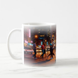 Paare tanzen auf der Neon-Musik-Stadt-Nacht-Tasse Kaffeetasse