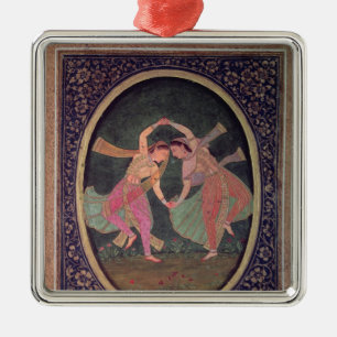 Paare Tanzenmädchen darstellend ein Kathak Ornament Aus Metall