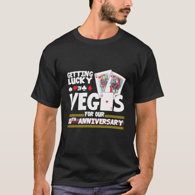 Paare Verheiratet 10 Jahre Vegas 10. Hochzeit Anni T-Shirt (Vorderseite)