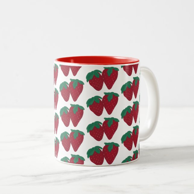 Paare von Erdbeeren Fruchtfrüchte Tasse (VorderseiteRechts)