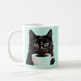 Paare von meinem Kaffee, schwarze Katze, Minzfarbe Kaffeetasse