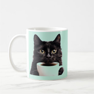 Paare von meinem Kaffee, schwarze Katze, Minzfarbe Kaffeetasse
