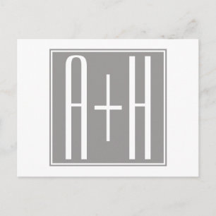Paarinitialen oder anderer Text Weiß & Grau Postkarte