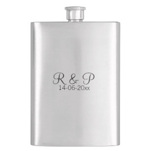 Paarname Monogramm hinzufügen Datum Jahr Hochzeit  Flachmann