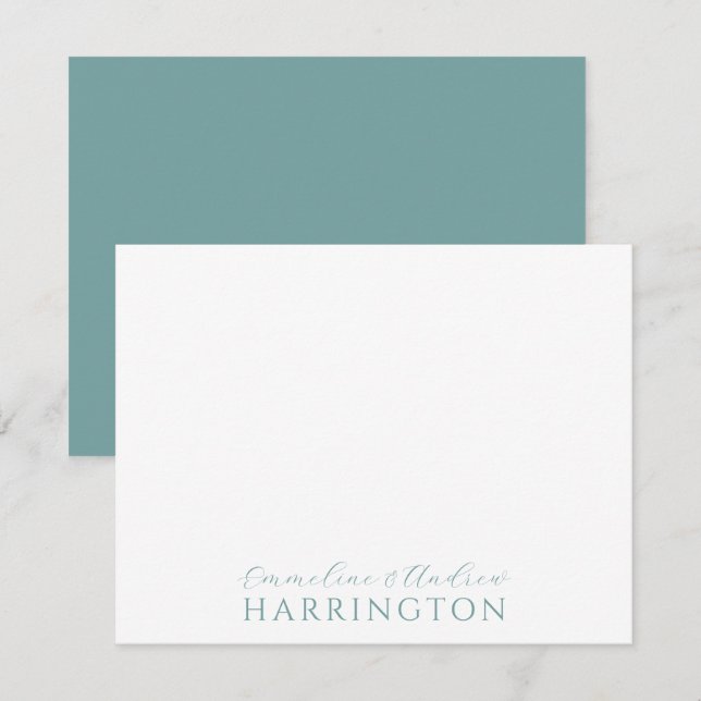 Paarname Wedding Monogram Pastel Blue Green Mitteilungskarte (Vorne/Hinten)