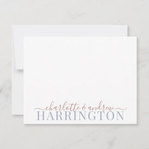 Paarname Wedding Monogram Pastel Rust Blue Gray Mitteilungskarte