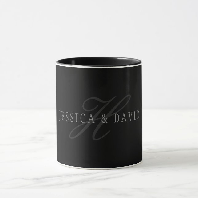 Paarnamen & Nachname Monogramm Tasse (Zentrum)