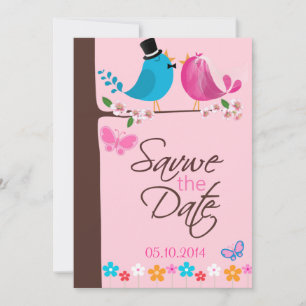 Paarvögel auf Kirschblüte Save the Date
