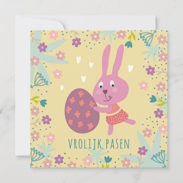 Paashaasje met chocolade ei karte (Vorderseite)