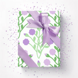 Pabla-Blütenfachwerk in Lila und Grün Geschenkpapier