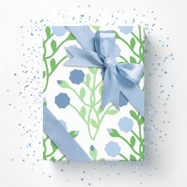 Pabla-Blütengitter in Schiefer und Grün Geschenkpapier
