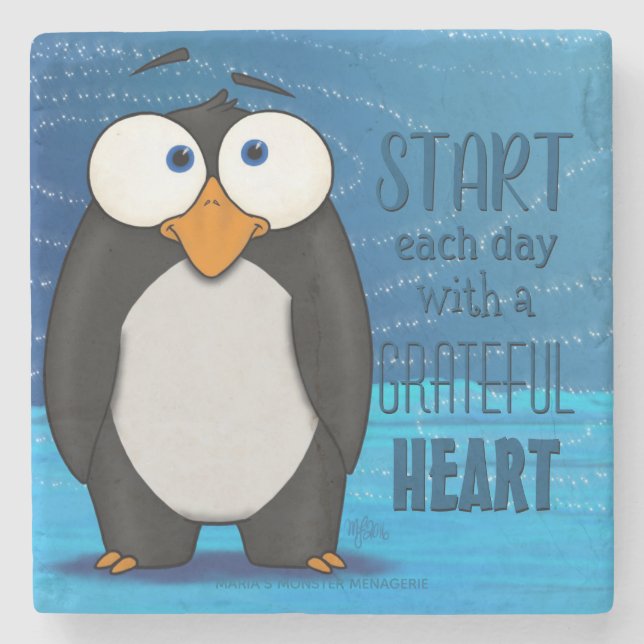 Pablo der Penguin w/quote, SteinUntersetzer (Vorderseite)