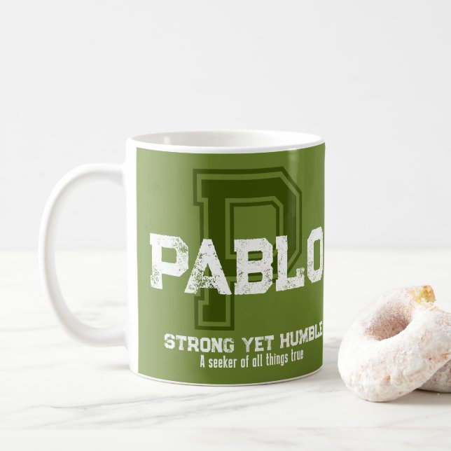 Pablo Name bedeutet monogramm grüne Tasse (Mit Donut)