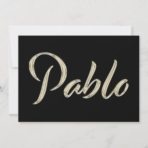 Pablo Name white gold Handwriting Karte
